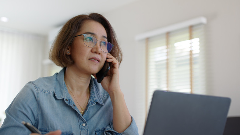 Woman on phone.